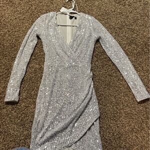 Windsor Shimmering Silver Sequin Dress